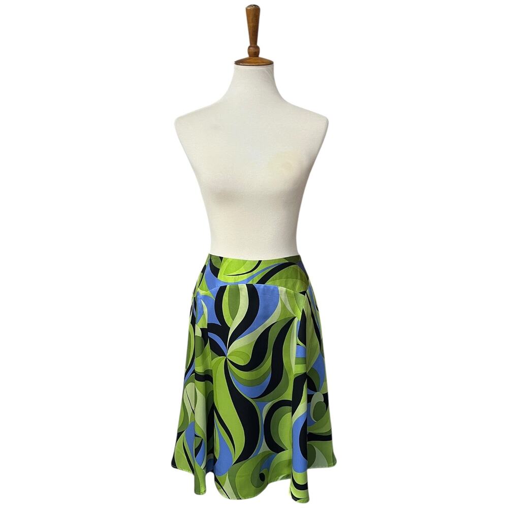 Vintage Y2K Abstract Whimsical Liz Claiborne 100% Silk Skirt Size 4